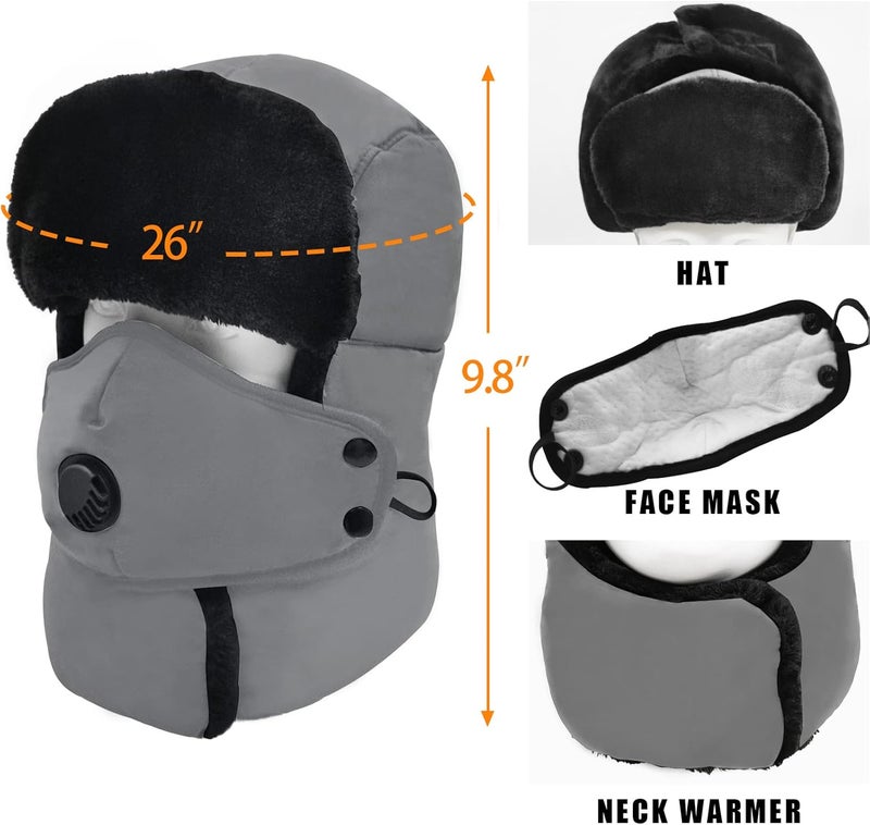 Outrip Winter Trapper Hat for Men & Women, Trooper Hunting Russian Fur Hat with Ear Flap & Mask Aviator Ushanka for Cold Weather - Image 3